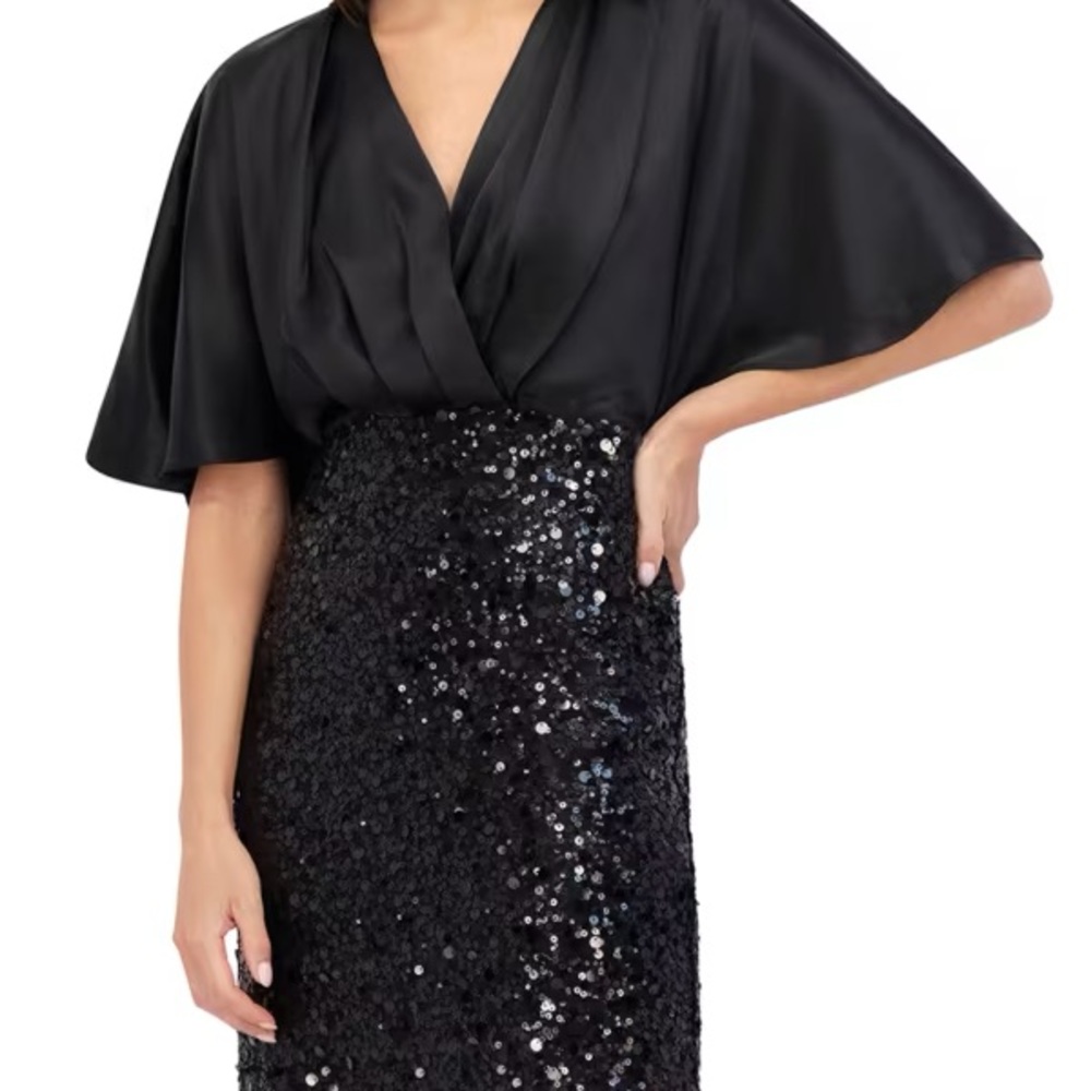 Eliza J NWT Elegant Black Satin and Sequin Dress Size 10
